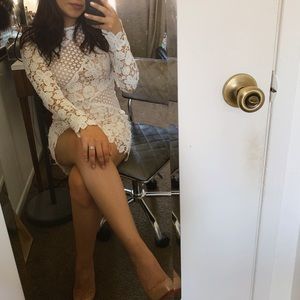 reinhart floral asymmetrical mesh dress white